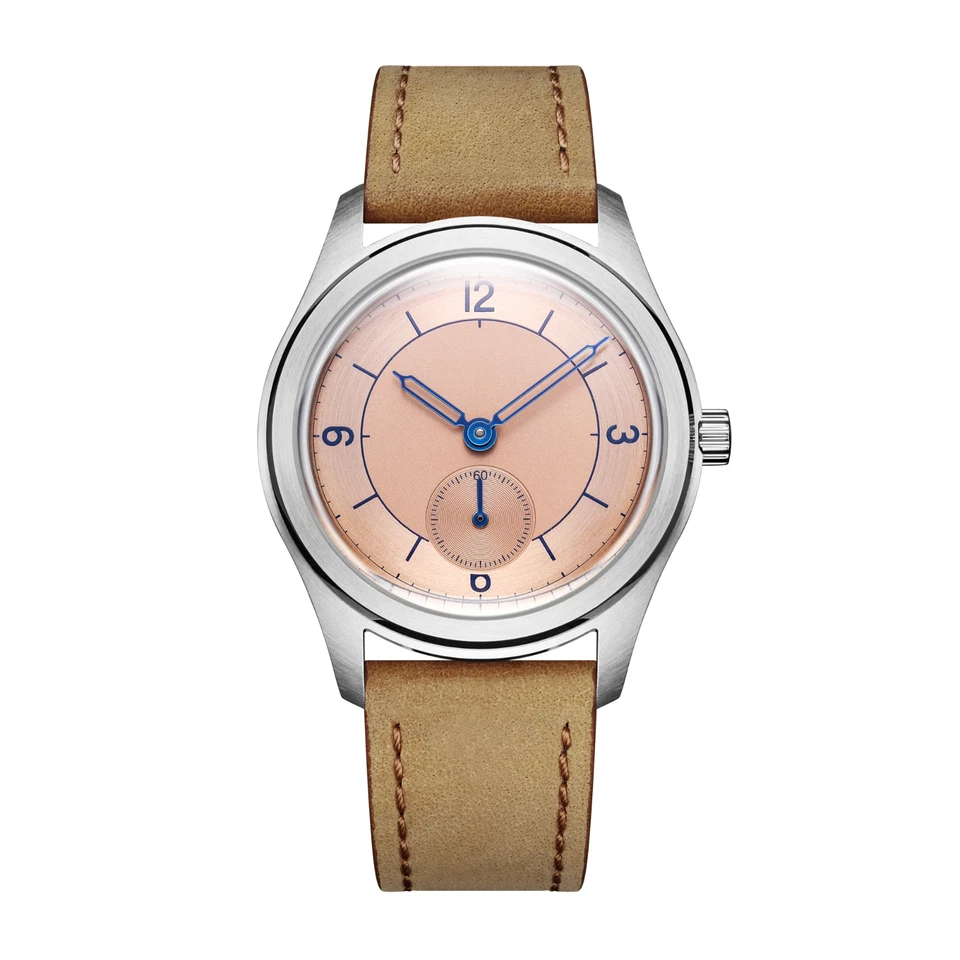 Reloj mecánico automático para hombre 38 mm Parnis negro blanco color salmón ST 1701 Foto 4 de 4