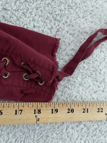 Free People Military Jacket Womens XS Burgundy Boho Lace Up Sleeve Button Front - Picture 6 of 9