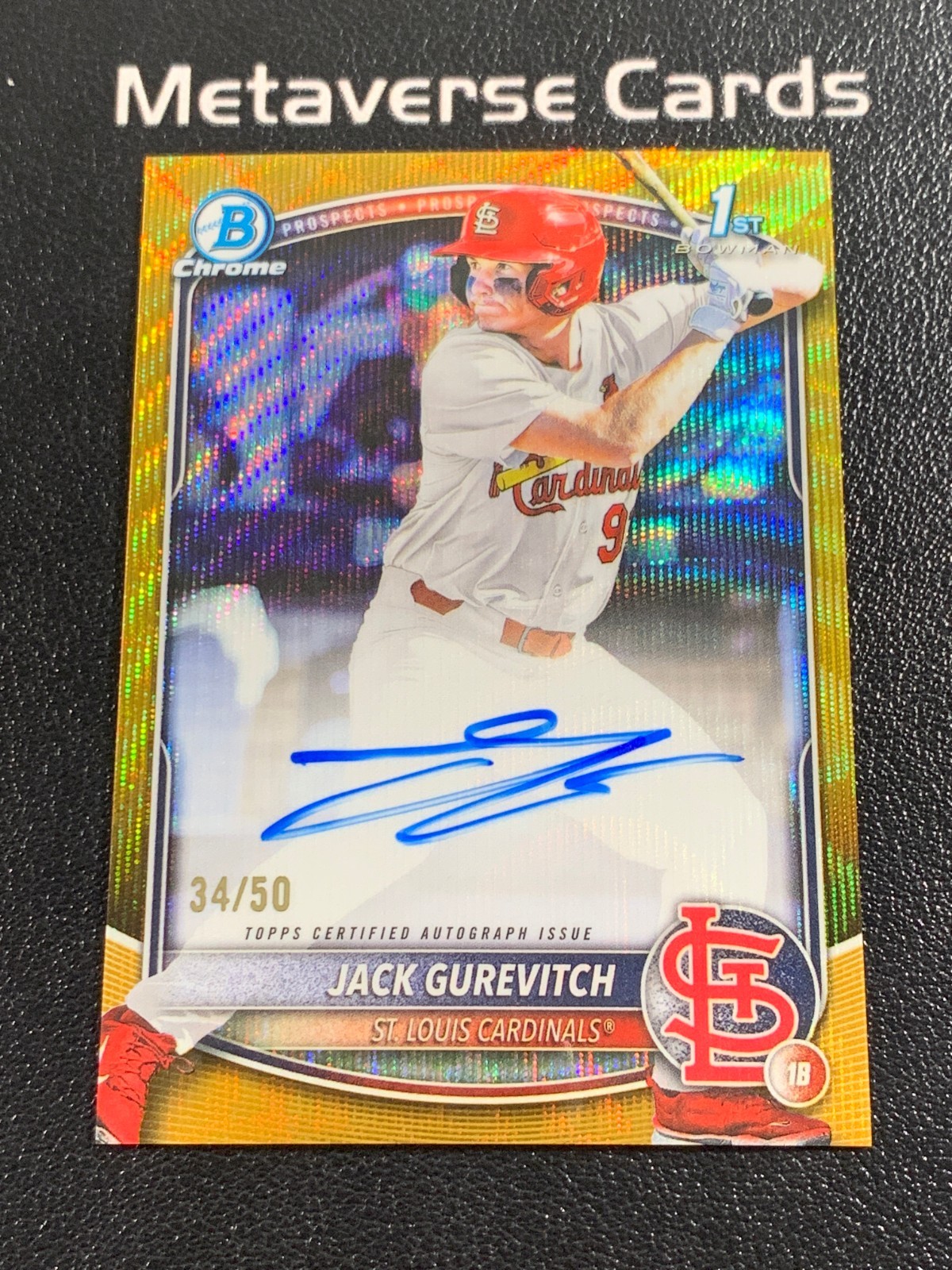 2025 Bowman Draft Chrome Jack Gurevitch 1st Bowman Gold Wave Refractor Auto /50