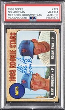 1968 TOPPS JERRY KOOSMAN/NOLAN RYAN #177 METS ROOKIES ROOKIE RC PSA 4 AUTO 10