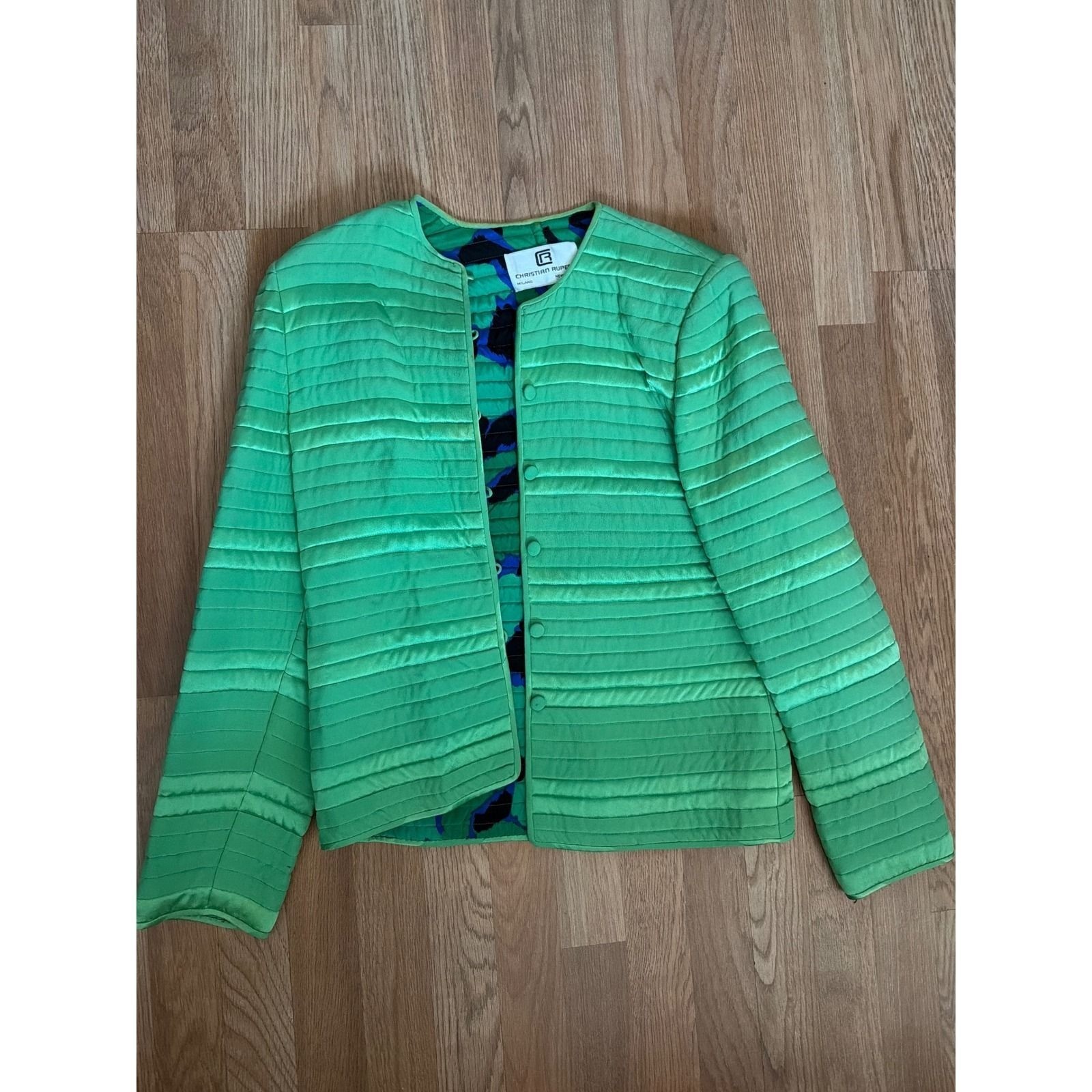 Christian Rupert Quilted Green Jacket and Jody California Blue Slip Dress Set image 2