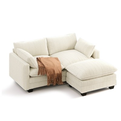 Modular Ecksofa L Form，Sofa 2 Sitzer aus Cord Stoff，Modulares Sofa，Eck Couch