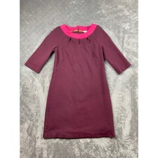 Boden Purple Pink Collar Keyhole Neck 3/4 Sleeve Lined Dress US 2R Colorblock