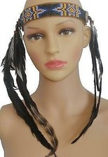 Fair Trade Native American Bead Headdress Headband Indian Feather Head Belt