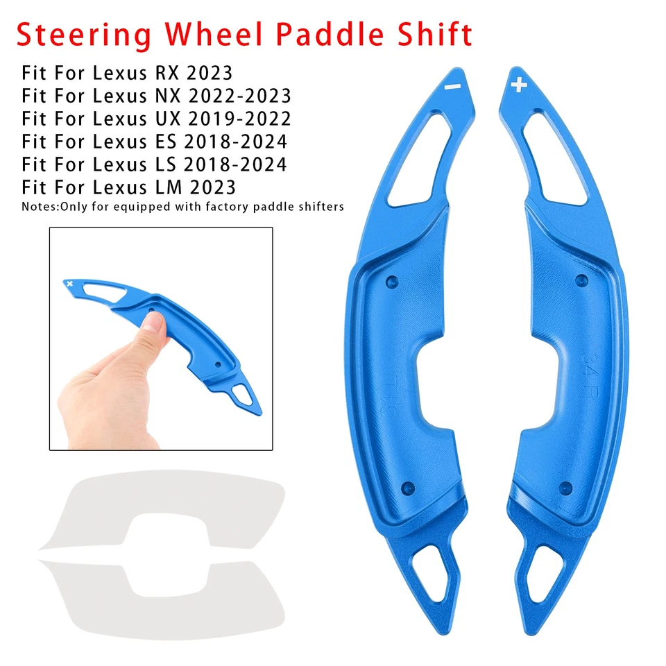Steering Wheel Paddle Shifter Extension For Lexus RX NX Aluminium Blue A1 - Image 2 of 4