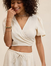 Aerie Day-Off Wrap Top - Cake Batter (New)