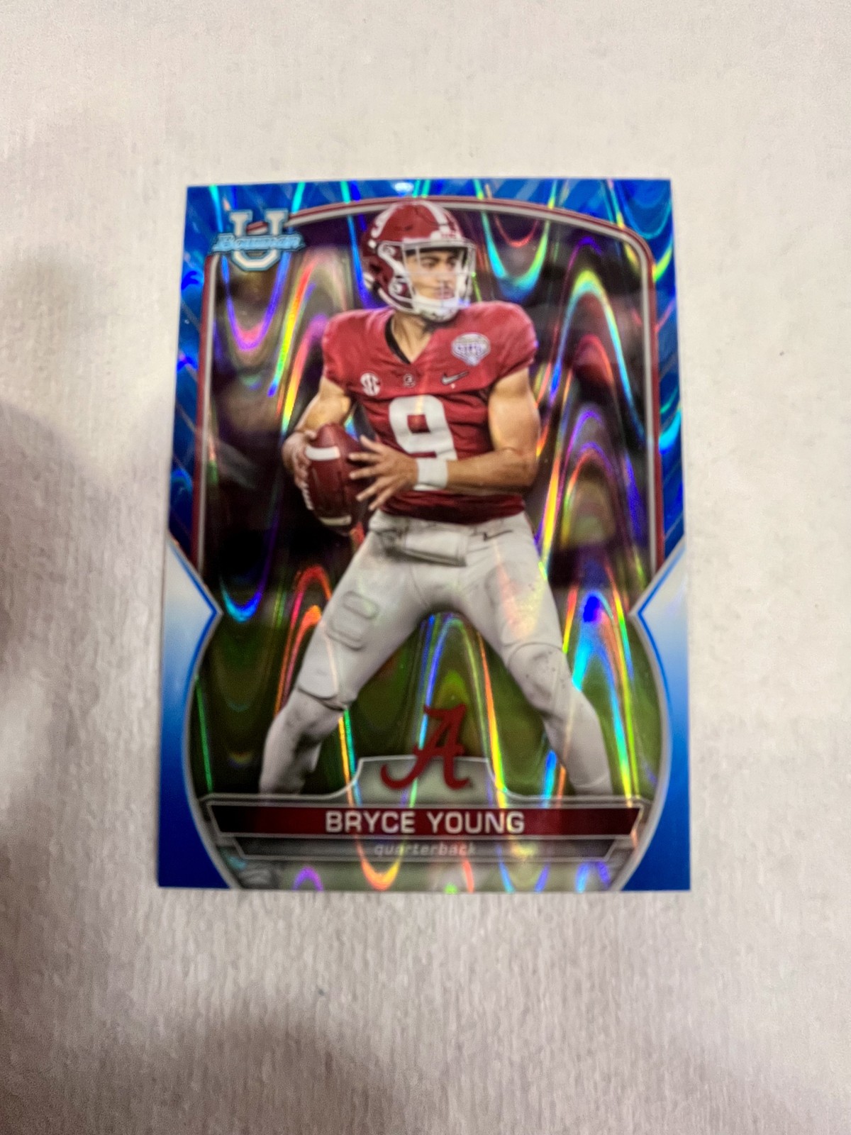 2022 Bowman University Chrome - Bryce Young #1 Blue RayWave Refractor /199 (RC)