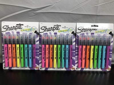 Sharpie Clear View BUNDLE OF 3 Highlighter Sticks Assorted Pack of 24 NEW