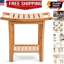 with Storage Shelf, Shower Stool for Inside Shower, Waterproof Shower Bench S...