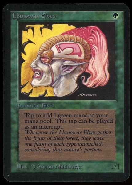 1993 MTG Magic the Gathering Card Alpha Llanowar Elves Raw NM Gaming Card TCG
