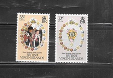 ÎLES VIERGES #406-7 1981 MARIAGE ROYAL MNH XF ANCIEN LOT DE TIMBRES PICTURAUX TOPIQUES