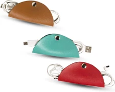 Leather-Cord-Organizer, Cord Taco Trio Charger Earphone Wire Fastening Ties for 