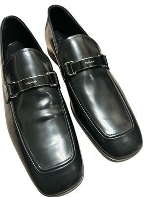 Prada mens Black Slip Ons Dress Shoes Size 10 Brand New W Original