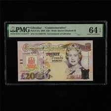 2004 Gibraltar "Commemorative" 20 Pounds Pick#31a PMG 64 EPQ Choice UNC 01