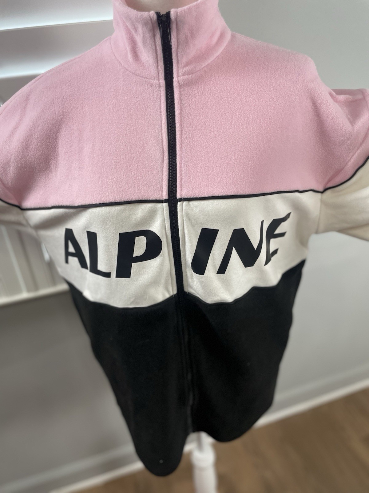 H&M Alpine Fleece Oversized Pink Black Full Zip Jacket XS SKI Snowboard Coat thumbnail 13