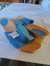 Vintage 90s Blue Suede Clogs Size 10 Made In Italy, Cherokee