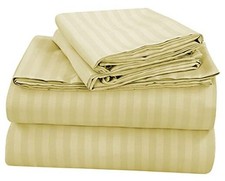 3 Piece Sheets Set - Soft Brushed 1800 Microfiber Bedding - Twin Stripe Beige