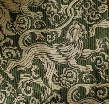 1970s VINTAGE FUNKY DISCO  MENS TIE LIGHT OLIVE  GREEN  MEDIEVAL LIONS  55"