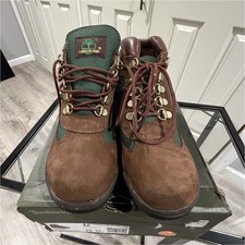 Timberland Field Boot L/F Mid Nubuck Dark Brown Green Unisex Kids 4.5 Bootie