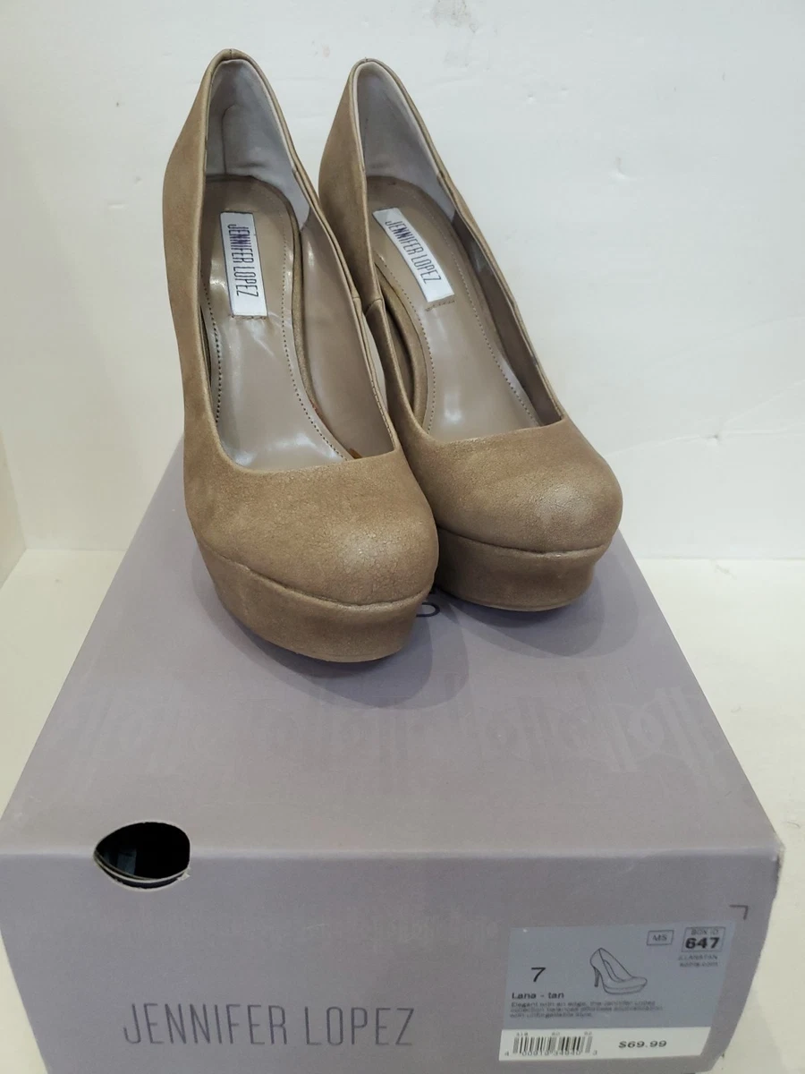 Chaussures Talons Jennifer Lopez Marron Doré - Taille 6 US (M) - Occasion Bon état - Strass Et Lanières