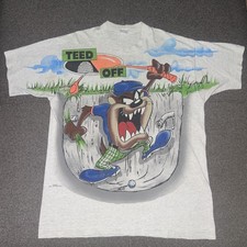 Vintage Looney Tunes Taz Golf Teed Off Single Stitch T Shirt Mens Large Rare 90s