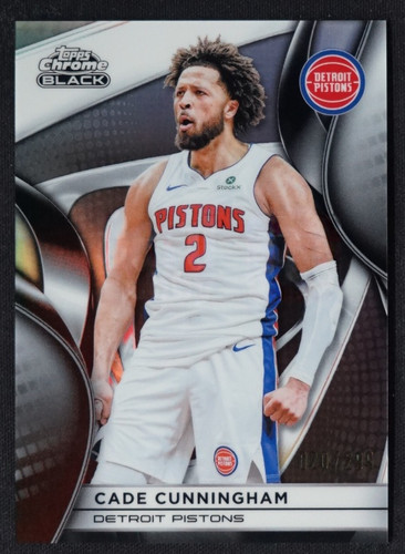Cade Cunningham 2025-26 Topps Chrome Black 020/299 Refractor Pistons #22