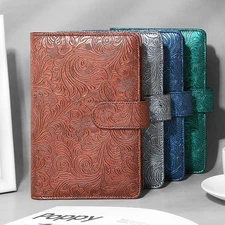 A5 A6 Notebook Cover Metal Color 6 Ring Binder PU Clip-on Notebook Leather Cover