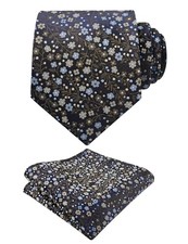 Mens 3.15inches Exquisite Floral Tie with Small Flower B142-navy/ Brown/ Blue