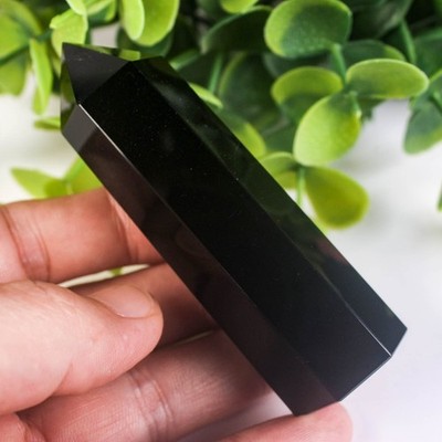 70g 82mm Black Obsidian Crystal Tower Natural Point Obelisk Healing Protection
