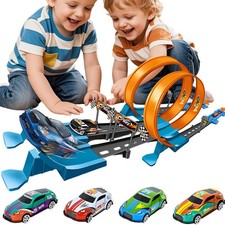 Premium Katapult Auto Rennbahn Set 4-Gang Sprungstrecke Kinder Spielzeug