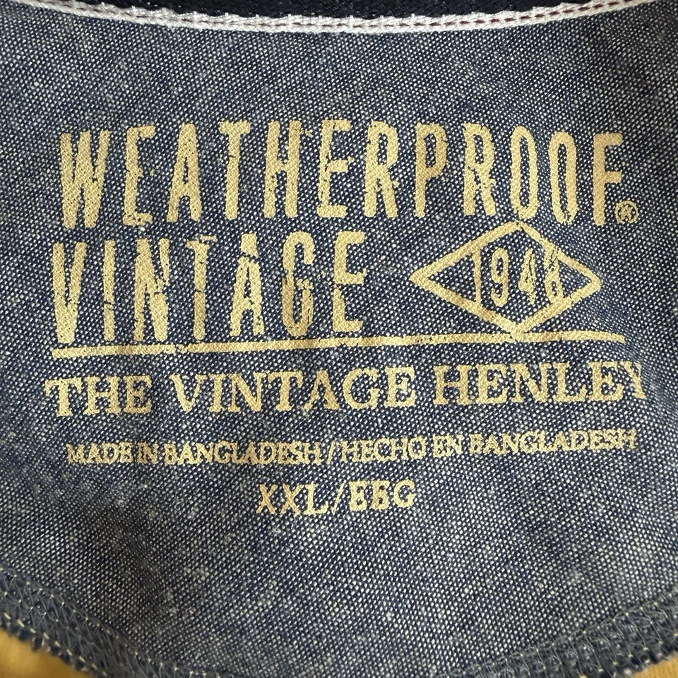 Camisa Jersey Henley Amarilla Manga Larga Suave Impermeable Vintage Para Hombre Talla XXL Foto 3 de 4