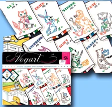 1950s Vintage Vogart Embroidery Transfer 276 Uncut Busy as a Bee Tea Towels ORIG