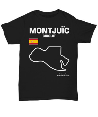 Track Outline Series Montjuic Circuit Spain - Unisex Tee