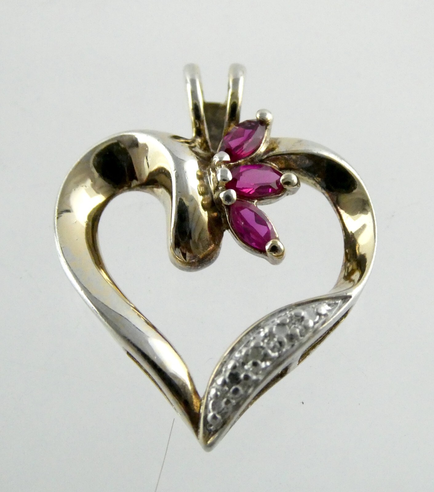 Ross Simons Sterling Silver Gilded Ruby Heart and… - image 1