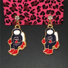 New Cute Blue Enamel Astronaut Girl Fashion Lady Women Stand Earrings
