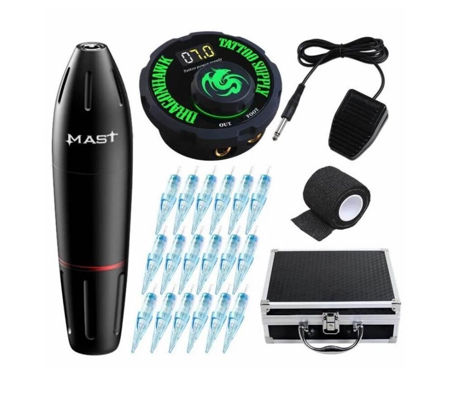 Mast Pen Rotary Tattoo Machine Kit Power Supply Cartridges Mast Pen Rotary Tattoo Machine Kit Power Supply Cartridges