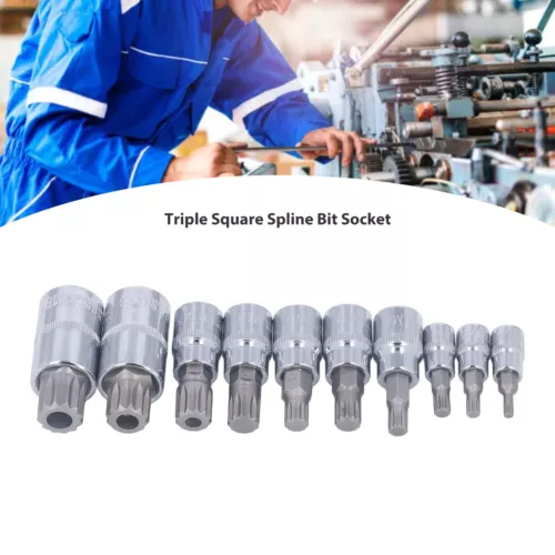 10pc 12 Point MM Triple Square Spline Bit Socket Set Tamper Proof Bits M4 To M18 - Picture 2 of 12