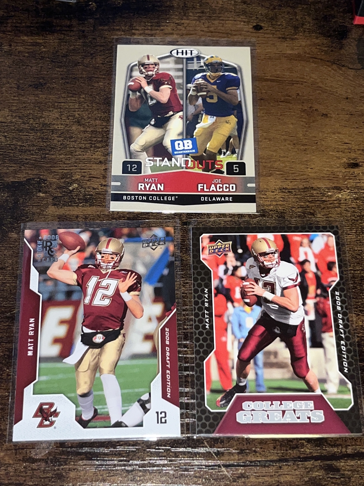 2008 Upper Deck NFL Draft Edition #74 Matt Ryan + #CG2 College Greats + #51 HIT