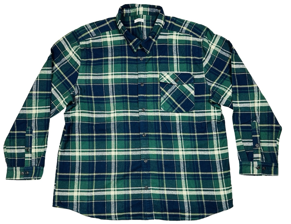 Cape Men's Long Sleeve B/Up Flannel Shirt Size 4XL Big Tall
