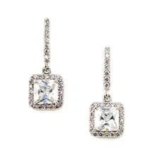 Kristin Perry Crystal Cz Art Deco Inspired Pave' Drop Bridal Chandelier Earrings