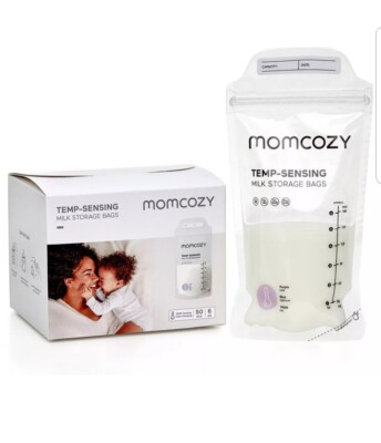 NEW Momcozy Temp-Sensing Color Changing Breastmilk Storage Bags (6oz)  50 ct
