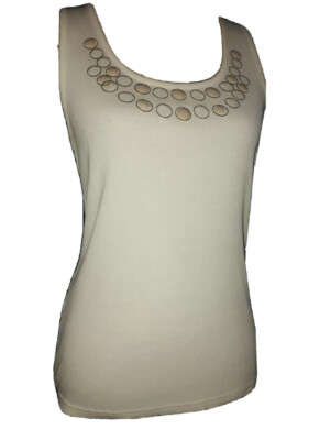 Apostrophe Women's Stretch Geometric Circle Design Camisole Tank Top Size L