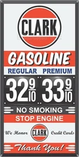CLARK GAS STATION PRICE PER GALLON OLD PUMP SIGN REMAKE ALUMINUM SIZE OPTIONS
