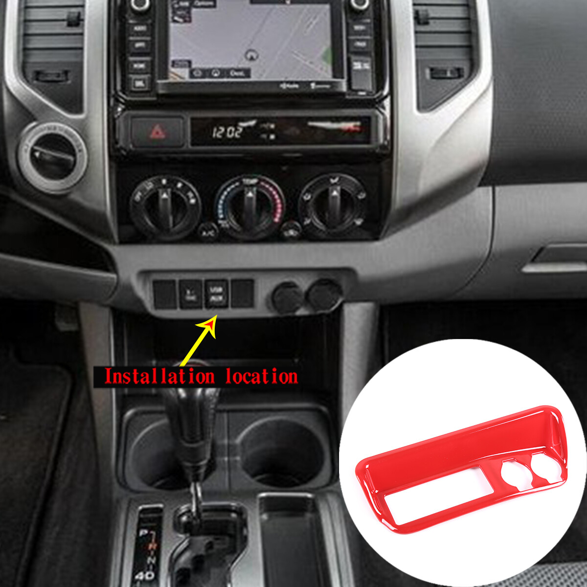 cigarette delivery tacoma For Toyota Tacoma 11-15 Central Control Cigarette Lighter Trim Frame ABS Red