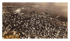 Nantucket Island (1930) Aerial Harbor Inlet View * Sepia Photo Art Print * Piers
