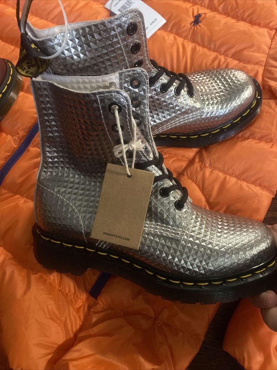 Martens Jadon Silver Stud Embossed Platform Boots Ladies Size Uk