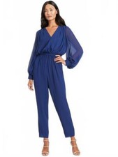 Elegant Blue balloon sleeve Chiffon Jumpsuit