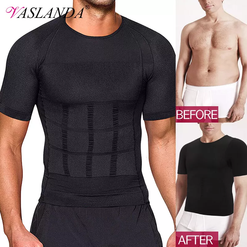 Men Body Shaper Slimming T Shirt Compression Gynecomastia Undershirt Top UK eBay