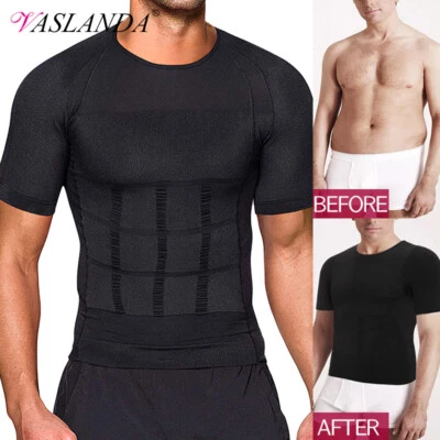Men Body Shaper Slimming T Shirt Compression Gynecomastia Undershirt Tank Top UK