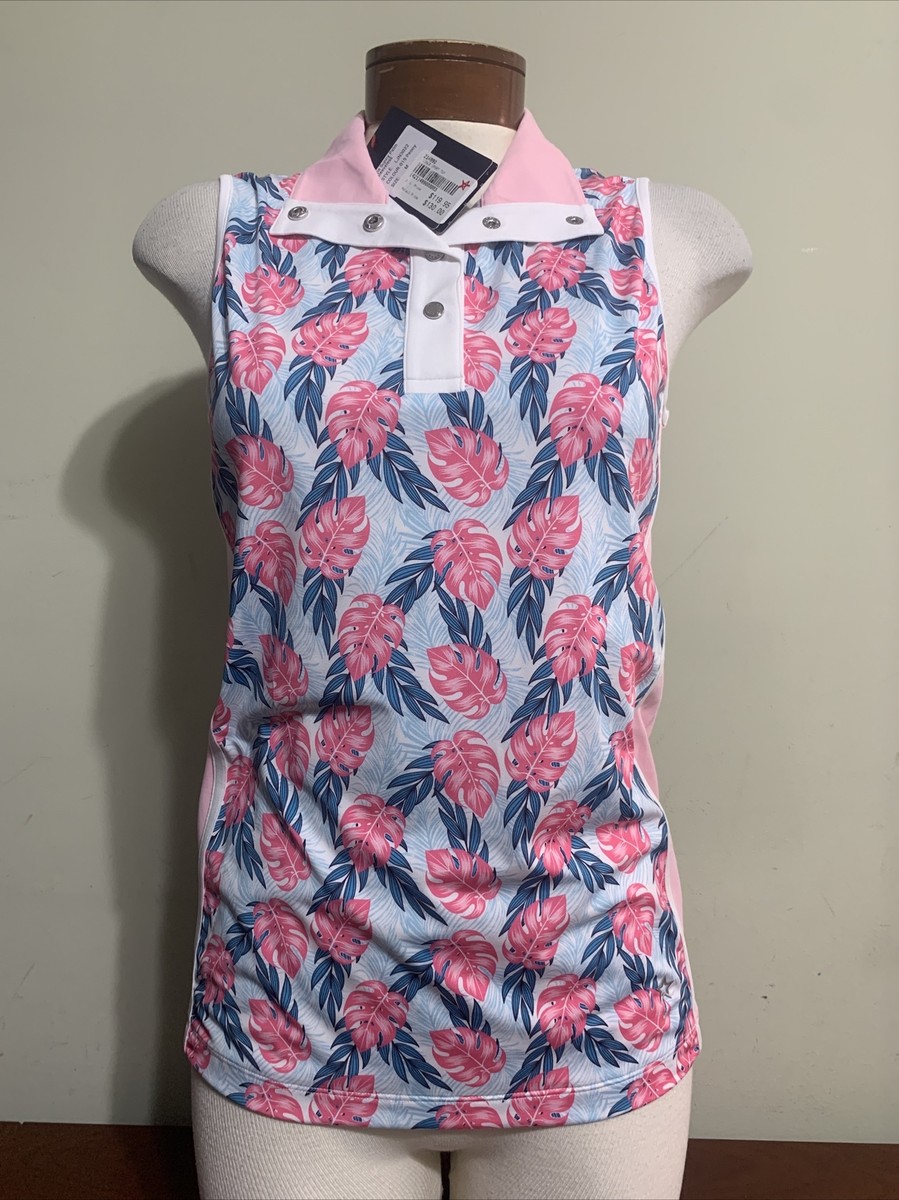 Lohla Sport Sunny Palm sleeveless Ladies golf polo shirt small medium large  NEW